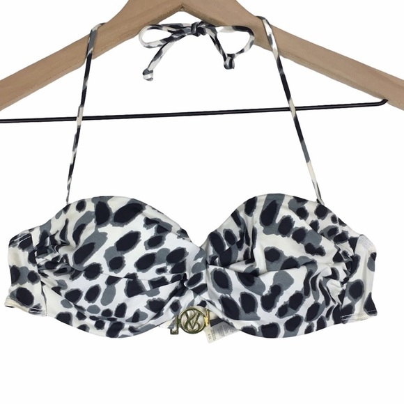 VICTORIA’S SECRET Bikini Top Halter Tie Neck Animal Print Leopard Cheetah 32B - Picture 15 of 15